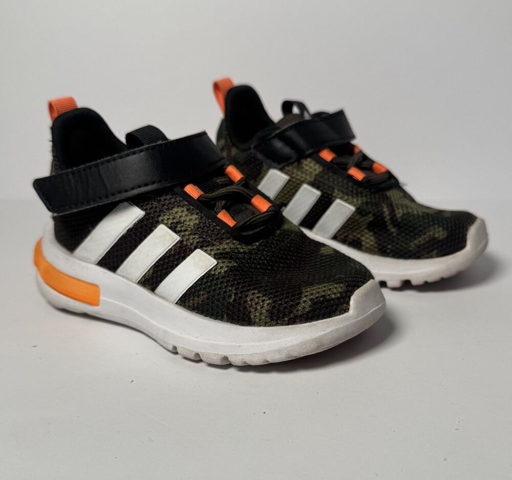 Adidas Racer TR23 EL Toddler 6K Camo Orange Sneakers IF0207 Hook Loop